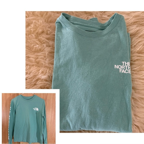 The North Face Tops - The North Face Teal Crewneck Logo Long Sleeve Shirt